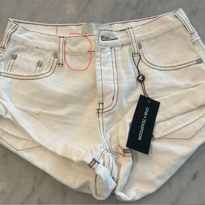 One Teaspoon White Jean Shorts BANDITS size 24